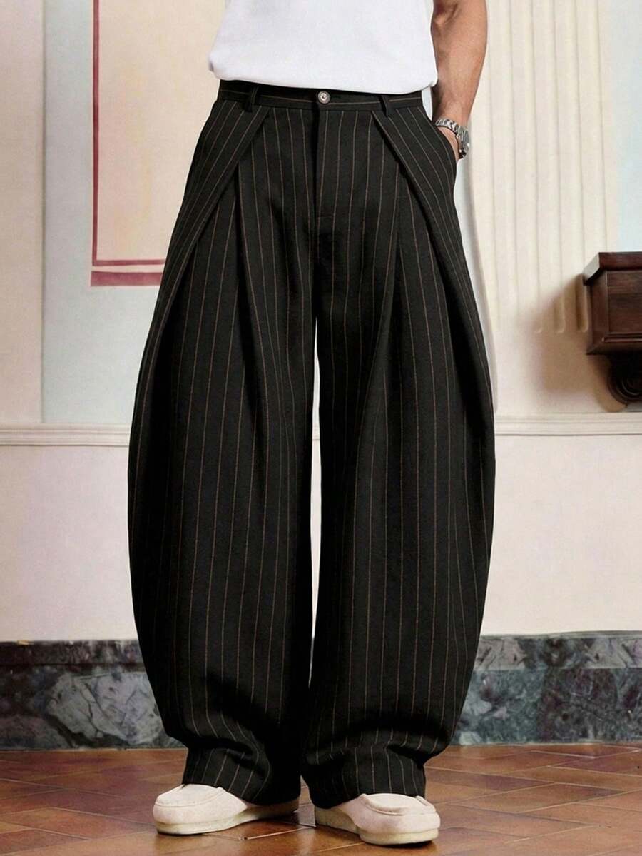 SWAVVY Pantalones casuales y holgados con bolsillos en diagonal para hombres - Azul Marino - Ver 1
