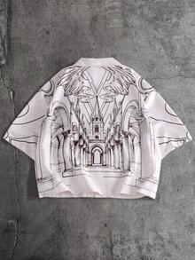 AXEPEAK Camisa casual de verano con botones delanteros y estampado de manga corta para hombre - Multicolor - Ver 3