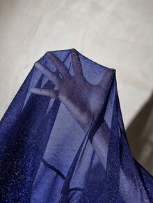 SHEIN SXY Vestido mini transparente de malla brillante para el verano - Azul - Ver 7