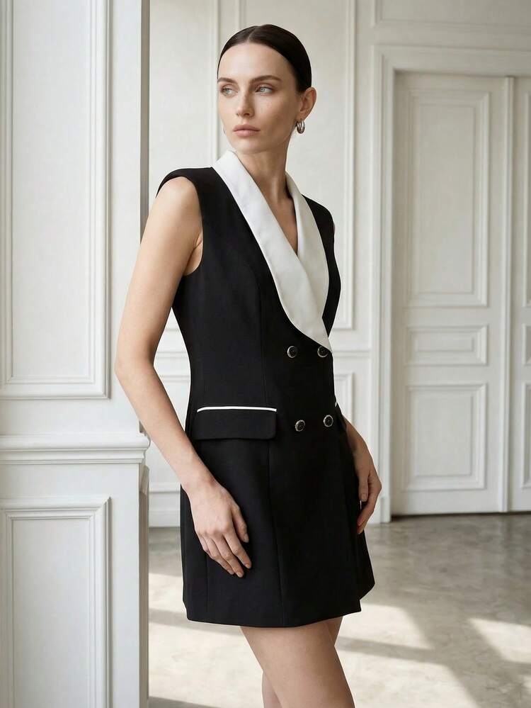 WOMEN'S COLORBLOCK SHORT DRESS WITH CONTRAST PANELS