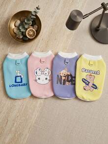 PETSIN Pet Spring New Dog Clothes Animal Supplies Pet Clothing Dog Tank Top Cat T-Shirt Teddy Outfits Small Animal Attire Casual Cool Tank Top Dog Clothes Cat Clothes Two-Season Spring & Summer New Tank Top - Multicolor - View 3
