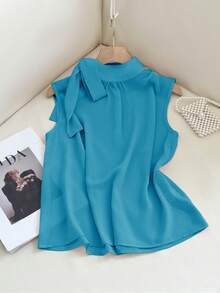 GlowEve Áo vest không tay cài nút, dây buộc bên hông, kiểu dáng thanh lịch Pháp, đa năng, thời trang xuân/hè mới dành cho nữ. - Xanh đậm - Xem 5