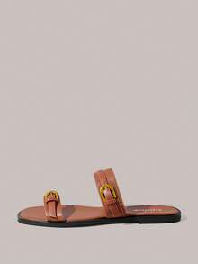 Styleloop Ladies, Buckles, Decoration, Flat Sandals, Bohemian Style, Vacation Atmosphere, Summer Wear, Travel Essentials - Brown - View 3