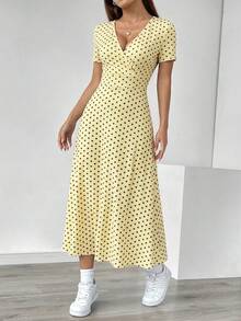 Unity Vestido maxi casual de mujer con cintura ceñida y estampado floral ditsy - Multicolor 5 - Ver 5