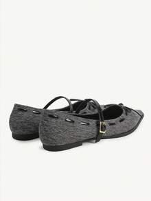 CUCCOO CHICEST Giày nữ mới, giày bệt mũi nhọn kiểu Pháp thắt nơ, giày công sở. - màu đen - Xem 6
