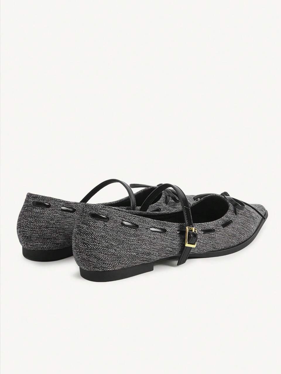 CUCCOO CHICEST Women Shoes New French Gray Bow Shoes Women Pointed Flat Commuting Shoes