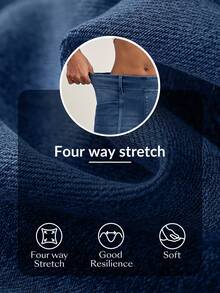 SHEIN Tall Tall Women's Front & Middle Patchwork Washed Loose Wide-Leg Jeans - Dark Wash - View 8