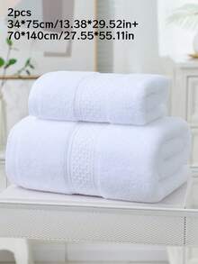 1pc/ 2 PC (Towel + Laundry Towel), Striped Design, Thickness, Sucking, Softness, Skin Friend, Face Towel And Indoor Bathroom Bath Towel - White - View 8