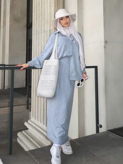 Solavon 女士优雅上衣和裙子两件套，日常穿着