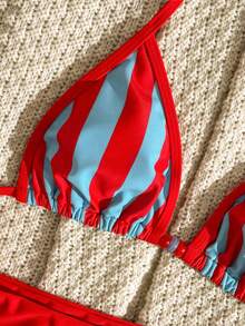 SHEIN Swim Vcay 2026新款春夏女士两件式泳衣，随机印花沙滩度假优雅休闲泳装套装 - 彩色 - 查看 3