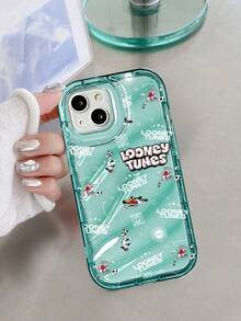 LOONEY TUNES X SHEIN 1pc Looney Tunes Bugs Bunny Phone Case, Cyan Transparent Gradient Soft TPU Shockproof Cover, Cartoon Football Sports Style, Cute Anime Pattern, Perfect For Birthday Gift, Daily Commute Use , Compatible With IPhone Case,Compatible With IPhone 17 Pro Max /Compatible With IPhone 17 /Compatible With IPhone 17 Pro,Phone Accessories - cyan - View 5