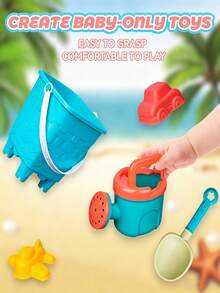 儿童沙滩玩具套装，宝宝玩水、玩沙，包含挖掘工具、铲子和沙滩桶，是送给孩子的完美夏季礼物，适合18个月以上的儿童，颜色和款式随机发货。 - 彩色 - 查看 5