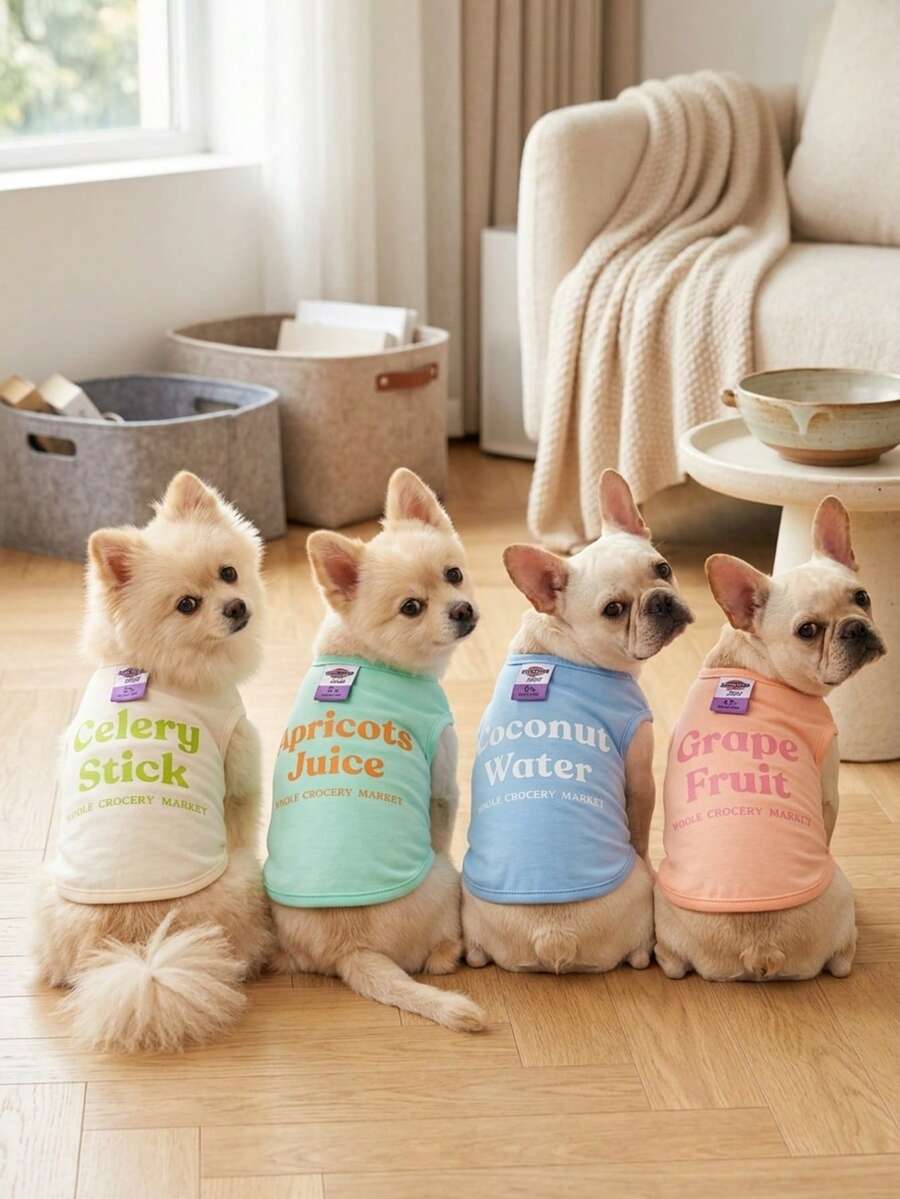 PETSIN 宠物春季新款狗狗服装 动物用品 宠物服装 狗狗背心 猫咪T恤 泰迪熊套装 小型动物服装 休闲酷炫背心 狗狗服装 猫咪服装 春夏两季新款背心 - 彩色 - 查看 1