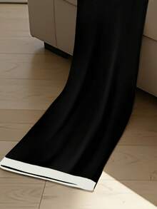 GlowEve Contrast Color Waist Belt Strapless Elegant Bodycon Jumpsuit - Black and White - View 6