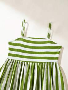 Maija Kids Maija Kids 1 chiếc đầm maxi kẻ sọc xanh lá cây thanh lịch, thoải mái, kiểu dáng sinh viên dành cho bé gái tuổi teen, thích hợp mặc hàng ngày, đi học, đi chơi, chơi thể thao, mùa xuân và mùa hè. - màu xanh lá - Xem 4