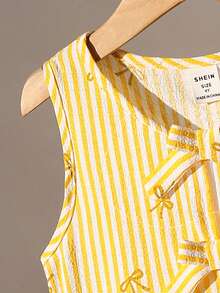 SHEIN 女童条纹休闲衬衫 - 黃色 - 查看 3