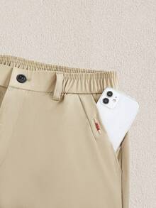 Mercer Haus Men's Solid Color Casual Slim Fit Tapered Pants - Khaki - View 4