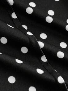 SHEIN Girlism Áo lót nữ tuổi teen phong cách retro hàng ngày, quần dài dệt kim gân màu đen ống rộng chấm bi Pháp đen trắng, quần ống loe rộng, quần thể thao chấm bi, quần thể thao ống loe, quần thể thao dễ thương, quần thể thao nữ tuổi teen. - Đen và trắng - Xem 6