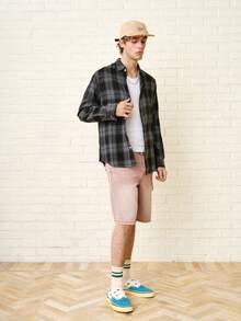 Zalmeno Men's Solid Color Simple Daily Wear Denim Shorts Jorts - Mauve Purple - View 5