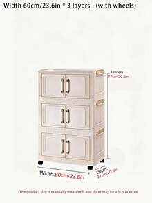 1 (45cm/17.7 Inches)-(60cm/23.6 Inches) Wide Folding Storage Cabinet, Clothing Cabinet Storage Box, Household Storage Storage Portable Wardrobe, Double-Door Folding Box, 1-5 Layers Optional, Thickened Double-Door Wheeled Storage Cabinet, Household Installation-Free Storage Rack, Clothes Toy Plastic Folding Storage Cabinet - Milky White - View 23