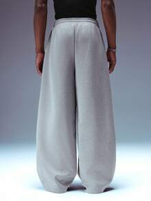 STYNVO Celana Jogging Pria Warna Polos dengan Tali Serut di Pinggang dan Potongan Lebar, Model Longgar - Light Grey - View 2