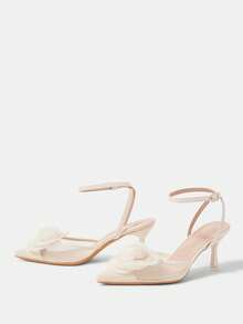 CUCCOO HITCHD Spring And Autumn New Products Apricot Thin Heel Pointed Mesh Lace Flower Fashion Versatile Wedding Shoes Ladies High Heel Shoes - Apricot - View 8