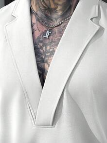 Manfinity CasualCool Men's Solid Color Lapel Neck Sleeveless Minimalist Design Summer Fashion Tank Top - White - View 3