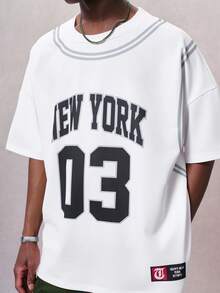 STYNVO 男士休闲宽松字母印花短袖圆领T恤，夏季 - 白色 - 查看 5