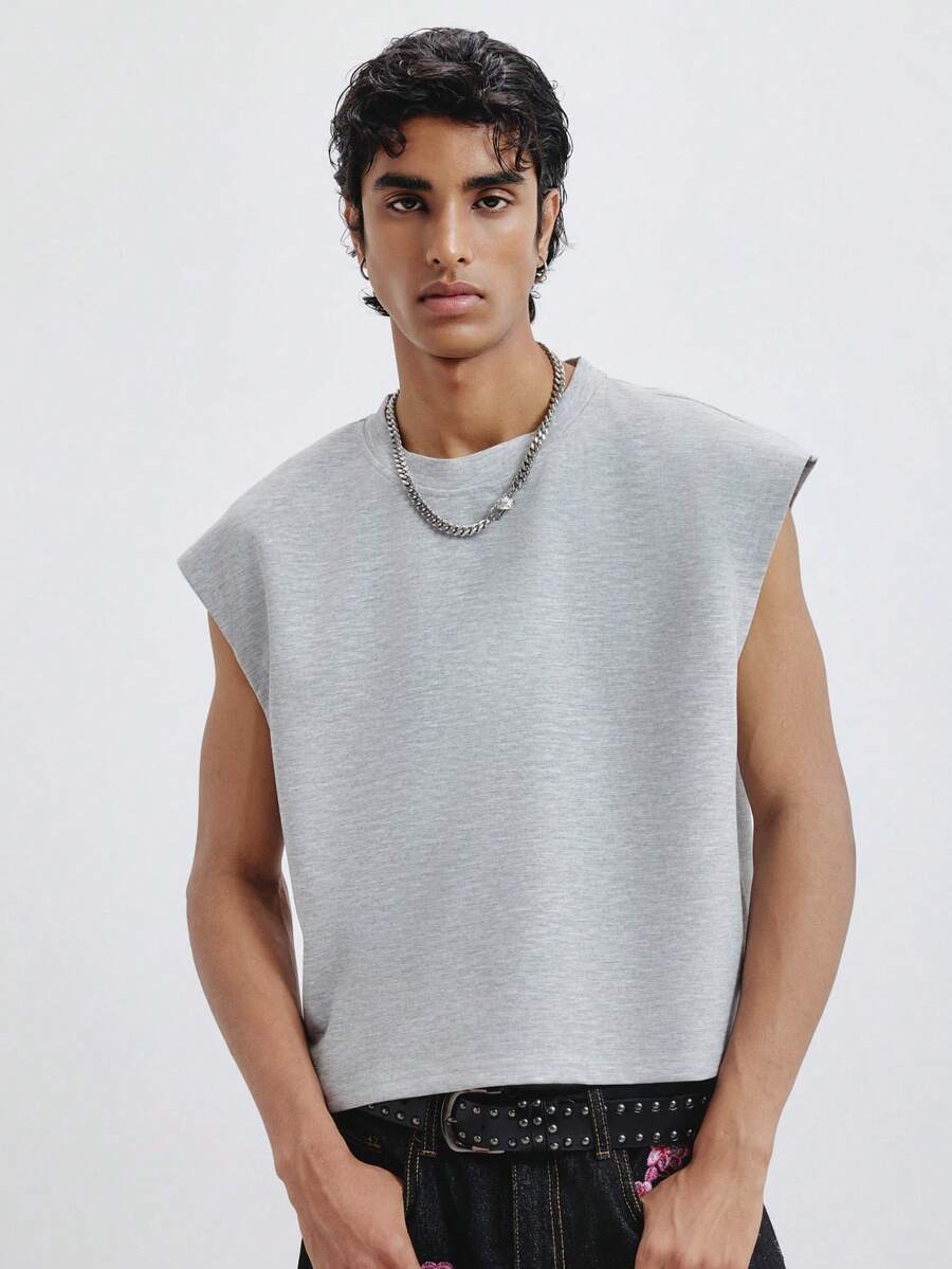 TOKVUE Camiseta de tirantes de ajuste holgado y cuello redondo de unicolor para hombre - Gris - Ver 1