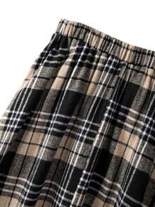 SHEIN Clasi Plus Size Elegant Plaid A-Line Skirt With Side Pockets - Multicolor - View 3