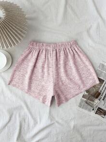 SHEIN Quần short thường ngày cạp chun, gấu gập, dành cho bé gái tuổi teen. - Hồng - Xem 4