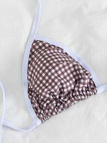 Swim Mod 2026 New Spring/Summer Plus Size Women Plaid Random Print Sports Shorts Swimwear Bikini Set,White Summer Beach Holiday Holiday,New Year Party - Multicolor - View 6