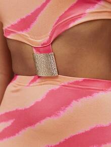 MUSERA Đầm maxi ôm sát in họa tiết, khoét eo, cổ yếm, thích hợp cho mùa xuân hè, lễ hội Ibiza, kỳ nghỉ, dễ thương, gợi cảm, phong cách Y2K, đi chơi đêm, câu lạc bộ, nhiệt đới, quyến rũ. - trái cam - Xem 6