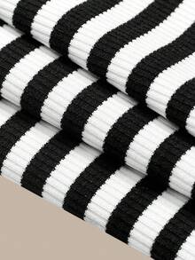 SHEIN BASICS 2件装女士夏季休闲度假日常通勤简约百搭纯色及条纹印花修身抹胸上衣 - 彩色 - 查看 6