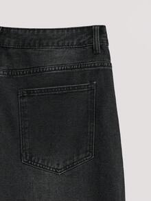 Open Phase Hearty Haven 1 st. Casual Relaxed Fit Raka Ben Tvättade Denimjeans För Herr (Inga tillbehör - Storleksguide ingår) - Svart - Visa 5
