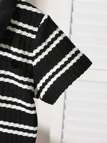 Áo polo tay ngắn kẻ sọc cho bé trai kiểu dáng thường ngày - màu đen - Xem 5