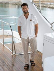 VENTUSAIL Men's Casual Holiday Shirt And Striped Pants Set - Multicolor - View 1