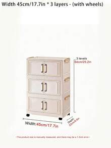 1 (45cm/17.7 Inches)-(60cm/23.6 Inches) Wide Folding Storage Cabinet, Clothing Cabinet Storage Box, Household Storage Storage Portable Wardrobe, Double-Door Folding Box, 1-5 Layers Optional, Thickened Double-Door Wheeled Storage Cabinet, Household Installation-Free Storage Rack, Clothes Toy Plastic Folding Storage Cabinet - Milky White - View 3