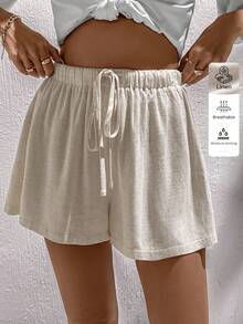 Easowa Old Money Style Women Linen Casual Shorts For Women, Suitable For Spring & Summer - Apricot - View 1