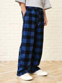 Zalmeno Quần tây túi xéo họa tiết gingham dành cho nam, dành cho mùa thu đông - Màu xanh lam - Xem 5