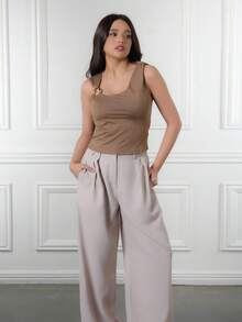 Criza Taa 2pcs/Set Asymmetric Collar Fitted T-Shirt, Versatile Casual Top, Spring/Summer - Multicolor - View 4