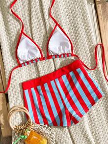 SHEIN Swim Vcay 2026新款春夏女士两件式泳衣，随机印花沙滩度假优雅休闲泳装套装 - 彩色 - 查看 2