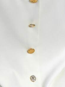 GlowEve Top casual de tirantes de unicolor con cuello redondo y botones delanteros para el verano - Blanco - Ver 6