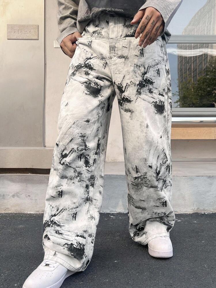 Spring Tie-Dye Men's Wide Leg Loose Casual Jeans