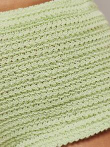 MUSERA 钩针编织低腰修身超短裤热裤 春夏伊比沙岛音乐节假期可爱性感Y2K夜店热带诱惑 - 綠色 - 查看 6