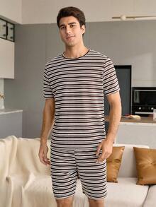 CoupledUp Woven Striped Casual Men's Pajama Set - Multicolor - View 2