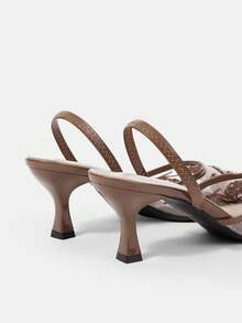 CUCCOO HITCHD Women's Shoes Spring And Summer New Pointed Kitten Heel Flower Lace Embroidery Beaded Brown Mesh Comfortable Elegant Women's High Heels Shoes Slingbacks Bridal Shoes Wedding Dinner Party - dark brown - View 11