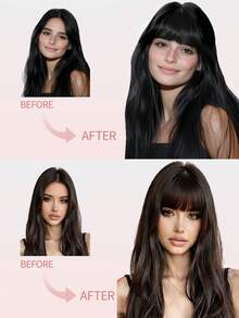 Tóc mái kẹp giả 100% tóc thật, kiểu tóc mái có phần thái dương, tóc mái giả nối dài trông tự nhiên dành cho phụ nữ/bé gái, thích hợp sử dụng hàng ngày. - Nhiều màu - Xem 14