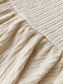 Sunnyshic Vestido ajustado plisado con hombros descubiertos de talla grande - Albaricoque - Ver 6