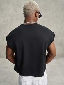 PAVTROS Men's Embroidered Versatile Casual Crew Neck Vest, Suitable For Daily Wear And Travel - Black - View 2